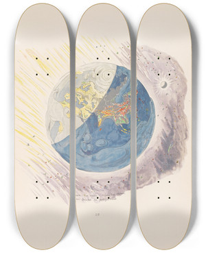 Triptych art skateboard deck of Bruno Taut Alpine Architektur Pl 6 by Bruno Taut (1880-1938)