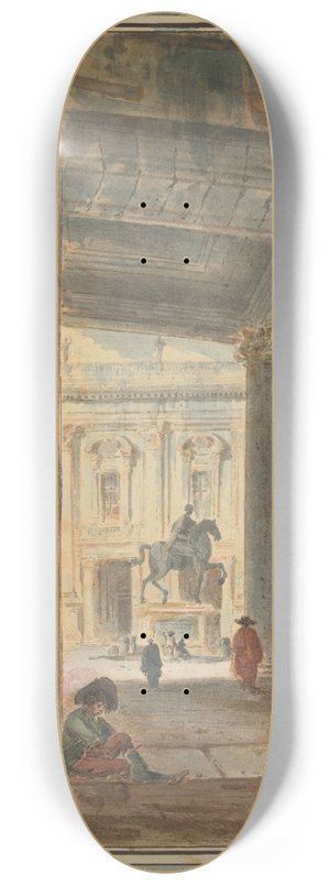 Hubert Robert - View of the Campidoglio with the Statue of Marcus Aurelius 8.25 inch art skate deck