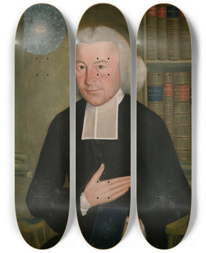 Triptych art skateboard deck of Samuel King Ezra Stiles by Samuel King (1748-1819)