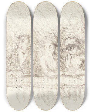 Triptych art skateboard deck of Robert Henri At The Opera by Robert Henri (1865-1929)