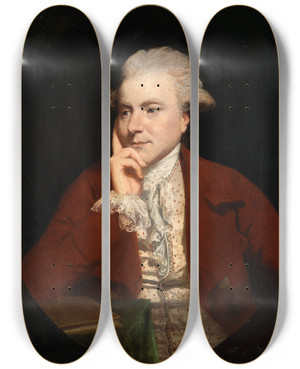 Triptych art skateboard deck of Sir Joshua Reynolds Richard Malone Lord Sunderlin by Sir Joshua Reynolds (1723-1792)