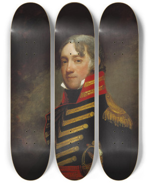 Triptych art skateboard deck of Gilbert Stuart General John R Fenwick by Gilbert Stuart (1755-1828)