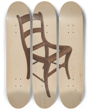 Triptych art skateboard deck of George C Brown Chair Frame by George C Brown