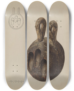 Triptych art skateboard deck of Lloyd Charles Lemcke Deadeye by Lloyd Charles Lemcke