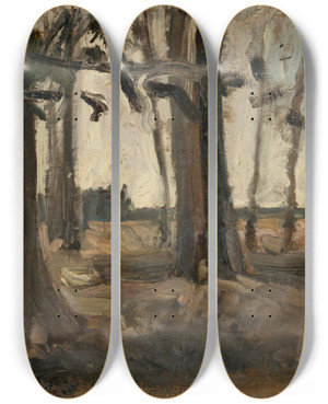 Triptych art skateboard deck of Nikolai Triik Metsaserv by Nikolai Triik (1884-1940)