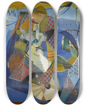 Triptych art skateboard deck of Albert Gleizes Vaudeville by Albert Gleizes (1881-1953)