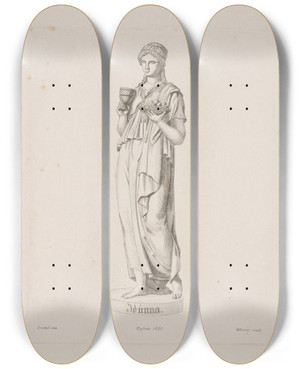 Triptych art skateboard deck of Sren Henrik Petersen Idunna by Soren Henrik Petersen