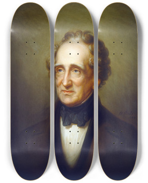 Triptych art skateboard deck of Thomas Sully Rembrandt Peale by Thomas Sully (1783-1872)