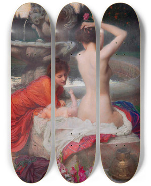 Triptych art skateboard deck of George Spencer Watson The Spring by George Spencer Watson (1869-1934)