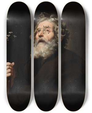 Triptych art skateboard deck of Jusepe De Ribera Saint Joseph_1 by Jusepe de Ribera (1591-1652)