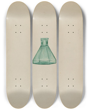 Triptych art skateboard deck of Anthony Zuccarello Ink Well by Anthony Zuccarello