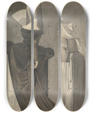 Triptych art skateboard deck of John Brown A Roman Lady With A Duenna by John Brown