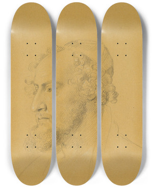 Triptych art skateboard deck of Johann Peter Krafft Kopfstudie Eines Brtigen by Johann Peter Krafft (1780-1856)