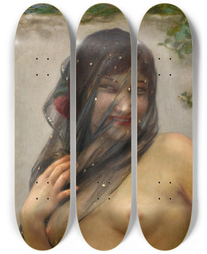 Triptych art skateboard deck of Guillaume Seignac Odalisque by Guillaume Seignac (1870-1924)