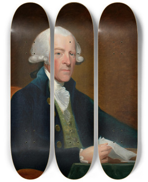 Triptych art skateboard deck of Gilbert Stuart Portrait Of The Right Honorable William Brownlow_2 by Gilbert Stuart (1755-1828)
