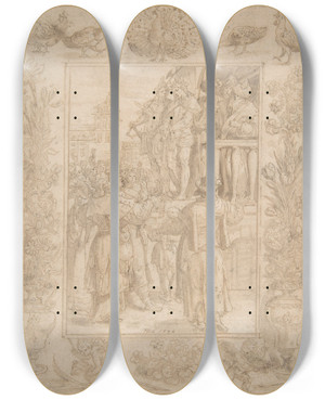 Triptych art skateboard deck of Maerten De Vos Ecce Homo by Maerten De Vos (1532-1603)
