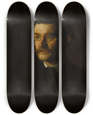 Triptych art skateboard deck of Thomas Eakins Portrait Of Thomas J Eagan by Thomas Eakins (1844-1916)