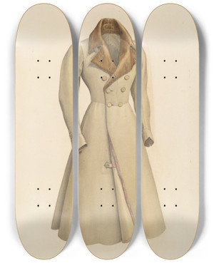 Triptych art skateboard deck of Henry De Wolfe Mans Top Coat by Henry De Wolfe
