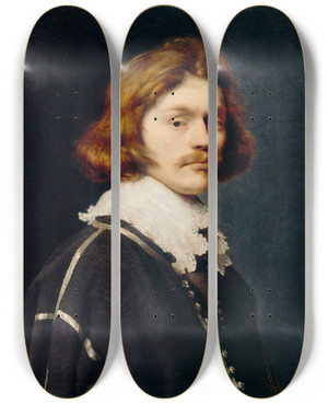 Triptych art skateboard deck of Jacques Blanchard Young Cavalier by Jacques Blanchard (1600-1638)