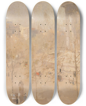 Triptych art skateboard deck of Frank Edwin Scott La Madeleine No Ii by Frank Edwin Scott (1863-1929)