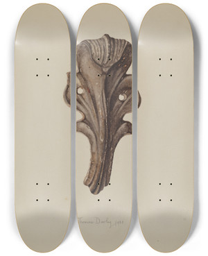 Triptych art skateboard deck of Thomas Dooley Ornamental Iron Leaf by Thomas Dooley