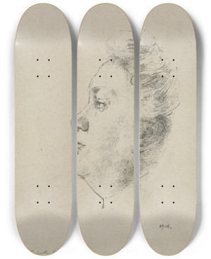 Triptych art skateboard deck of Odilon Redon Mlle Juliette Dodu by Odilon Redon (1840-1916)
