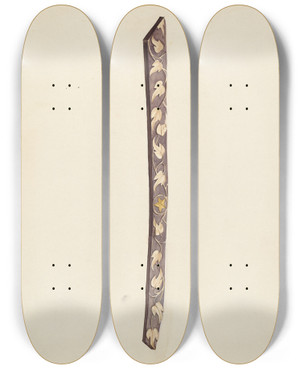 Triptych art skateboard deck of Frances Matsubara Ships Carving by Frances Matsubara
