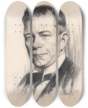Triptych art skateboard deck of Samuel Johnson Woolf Myron Charles Taylor by Samuel Johnson Woolf (1880-1948)