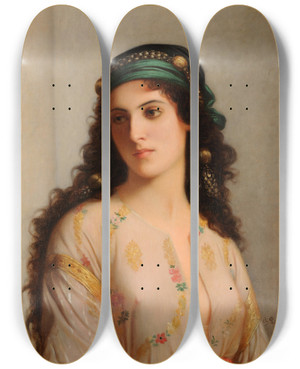 Triptych art skateboard deck of Charles Landelle Juive De Tanger by Charles Landelle (1821-1908)