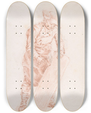 Triptych art skateboard deck of Jan Josef Horemans The Elder A Carpenter At Work by Jan Josef Horemans The Elder (1682-1759)