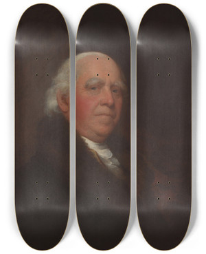 Triptych art skateboard deck of Gilbert Stuart Judge Stephen Jones by Gilbert Stuart (1755-1828)