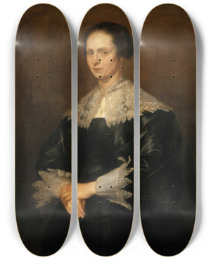 Triptych art skateboard deck of Anthony Van Dyck Helena Tromper Du Bois by Anthony Van Dyck (1599-1641)