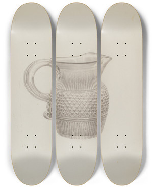 Triptych art skateboard deck of John Dana Pitcher_5 by John Dana (1935)