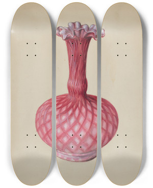 Triptych art skateboard deck of Robert Stewart Ornamental Ruby Vase by Robert Stewart (20-)