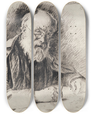 Triptych art skateboard deck of Peder Severin Kryer Lorenz Frlich_1 by Peder Severin Kroyer (1851-1909)