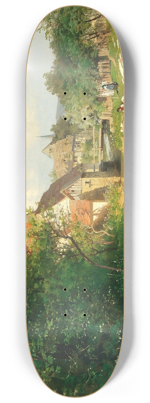 Hugo Darnaut - A village by the river 8.25 inch art skate deck
