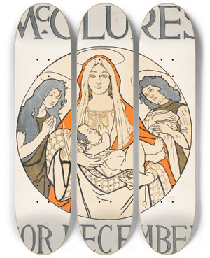 Triptych art skateboard deck of Jc Leyendecker Mcclures For December by J.C. Leyendecker (1874-1951)