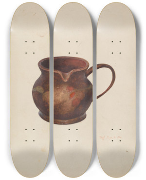Triptych art skateboard deck of Hugh Ryan Cream Pitcher by Hugh Ryan