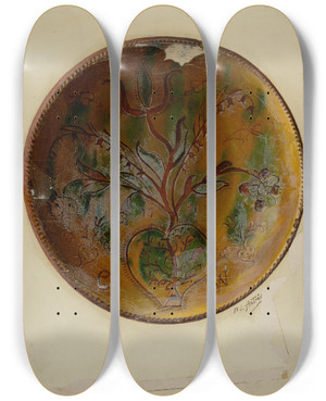 Triptych art skateboard deck of William L Antrim Pa German Pie Plate_1 by William L Antrim
