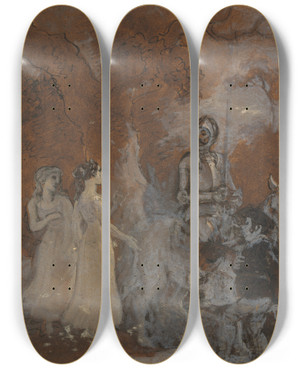 Triptych art skateboard deck of Robert Smirke One From Illustrations To Shakespeare_37 by Robert Smirke (1752-1845)