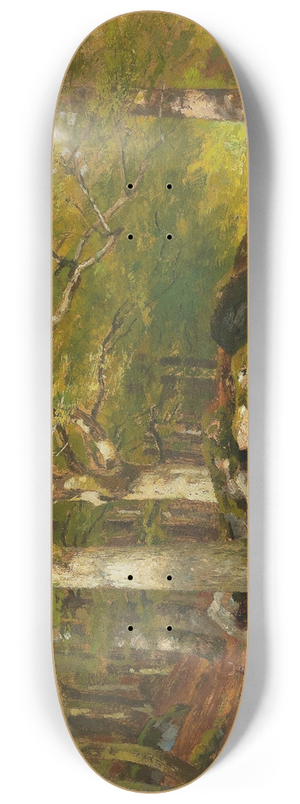 Hugo Darnaut - Woodland Scene with Deer 8.25 inch art skate deck