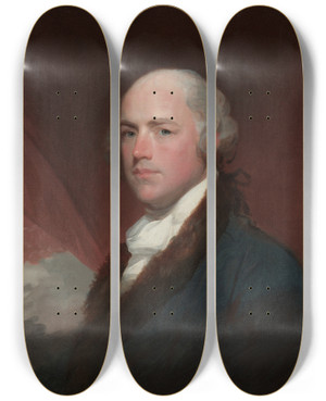 Triptych art skateboard deck of Gilbert Stuart Wilson Cary Nicholas by Gilbert Stuart (1755-1828)