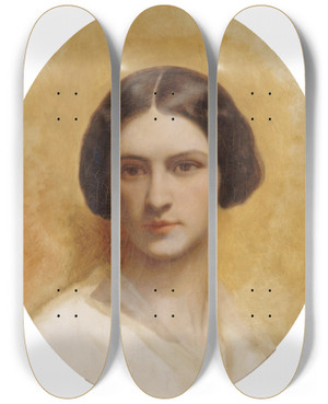 Triptych art skateboard deck of Ary Scheffer Portrait De Cornlia Marjolinscheffer by Ary Scheffer (1795-1858)