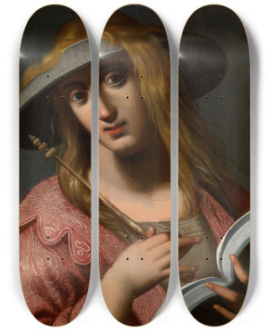Triptych art skateboard deck of Abraham Janssens Sibyl by Abraham Janssens (1575-1632)