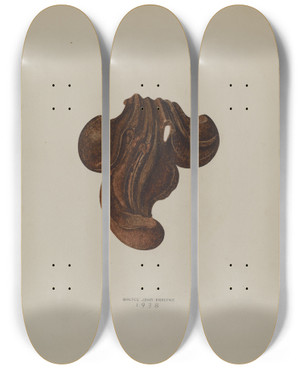 Triptych art skateboard deck of Walter Praefke Ornamental Iron Leaf by Walter Praefke