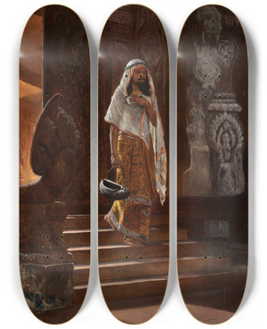 Triptych art skateboard deck of Rudolf Ernst A Dervish by Rudolf Ernst (1854-1932)
