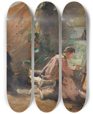 Triptych art skateboard deck of Elisabeth Warling Frn Ateljn by Elisabeth Warling (1858-1915)