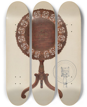 Triptych art skateboard deck of Charles Bowman Table by Charles Bowman