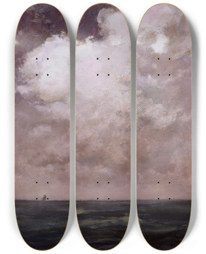 Triptych art skateboard deck of William Morris Hunt The Spouting Whale by William Morris Hunt (1824-1879)