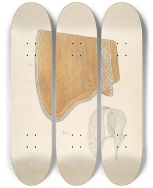 Triptych art skateboard deck of Arelia Arbo Poke Bonnet by Arelia Arbo